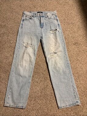 Aeropostale Light Blue Ripped Straight Jeans